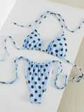 Light Blue Polka Dot Bikini Set