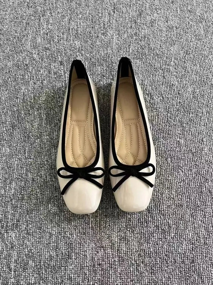 Square Toe Bow Ballet Flats