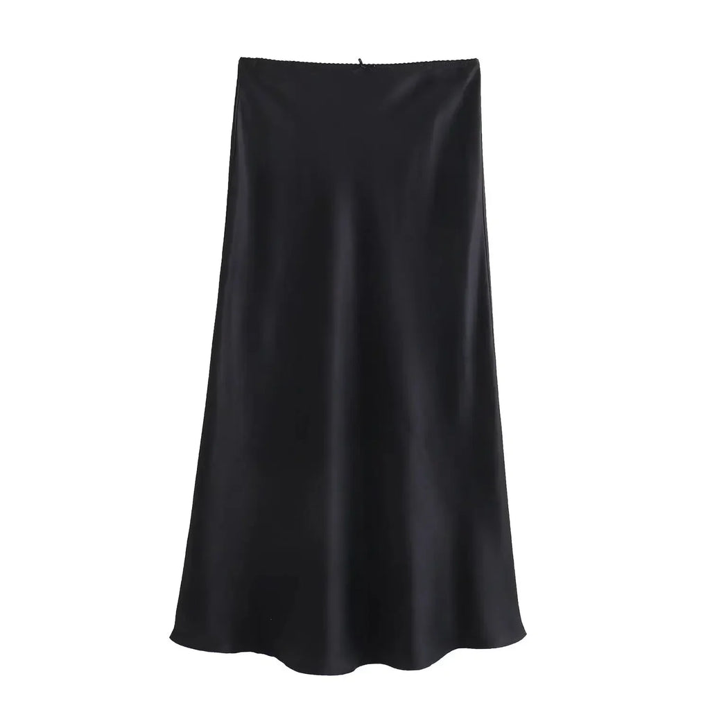Black Satin Maxi Skirt
