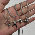 Long Star Stainless Steel Drop Necklace
