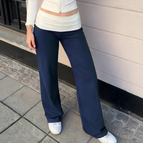 Y2K Foldover Color Block Yoga Pants