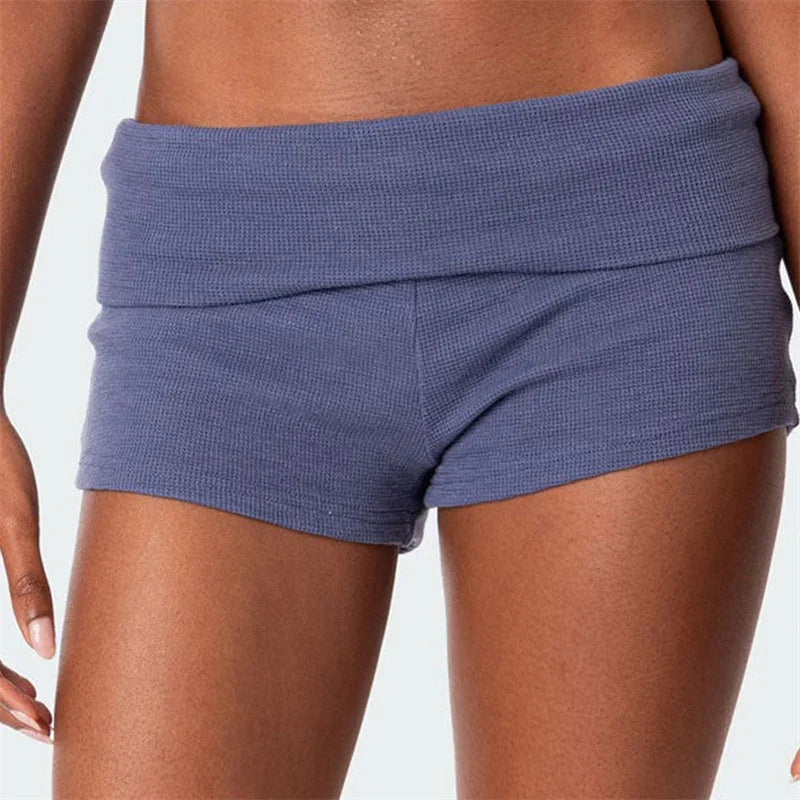 Seamless Low‑Rise Fold‑Over Lounge Shorts