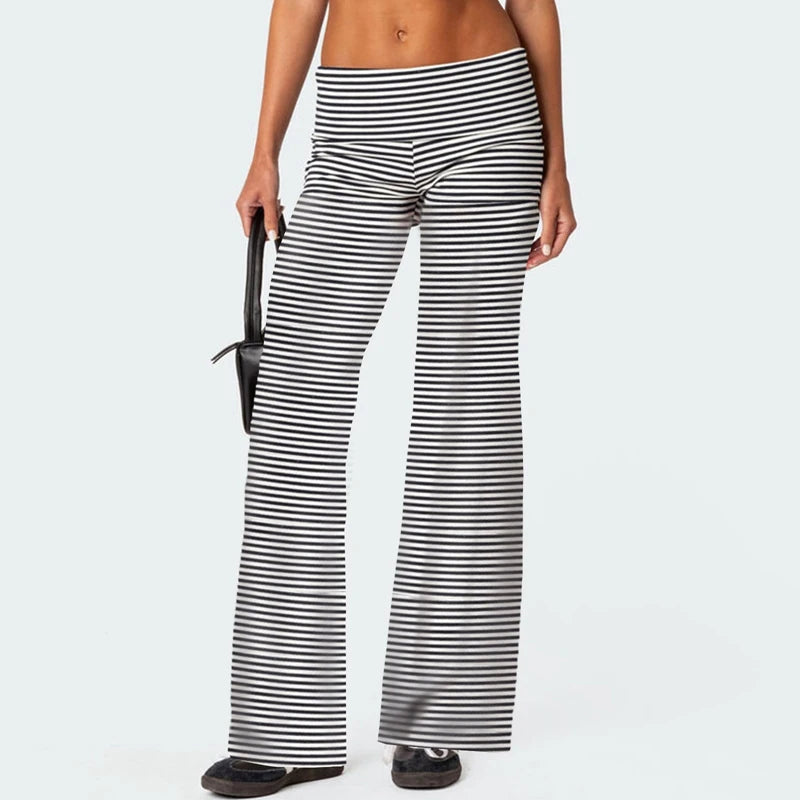 Foldover Low‑Rise Wide‑Leg Sweatpants