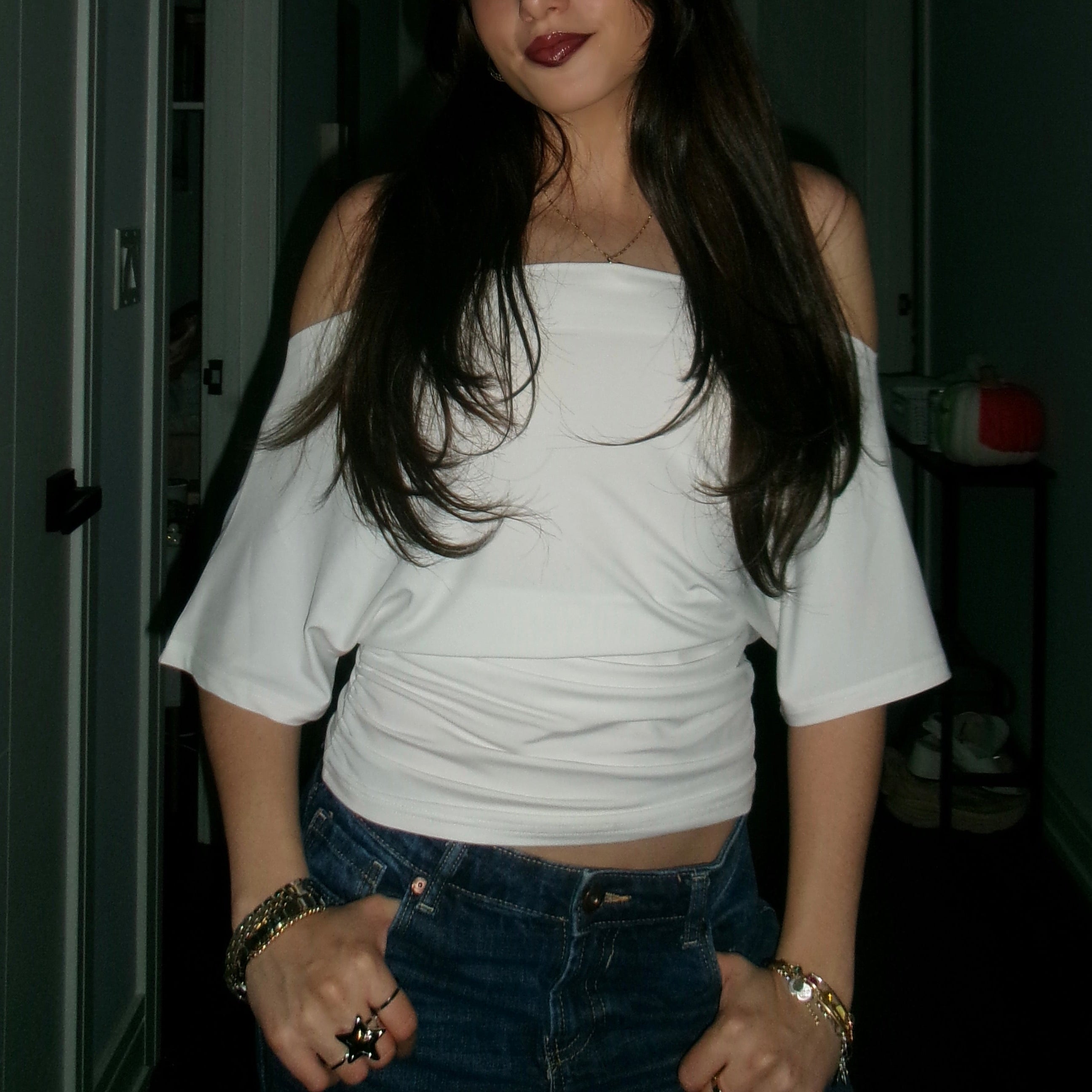 Off-Shoulder Boat Sleeve Tee