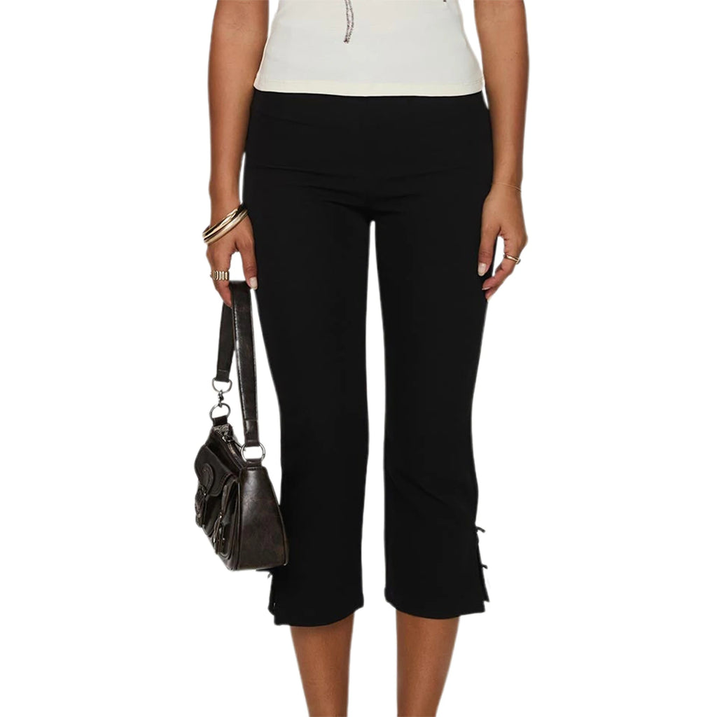 Slim Fit Bow‑Detail Capri Pants