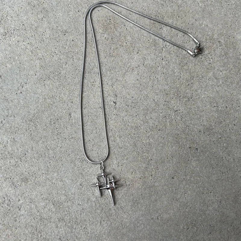 Long Star Stainless Steel Drop Necklace