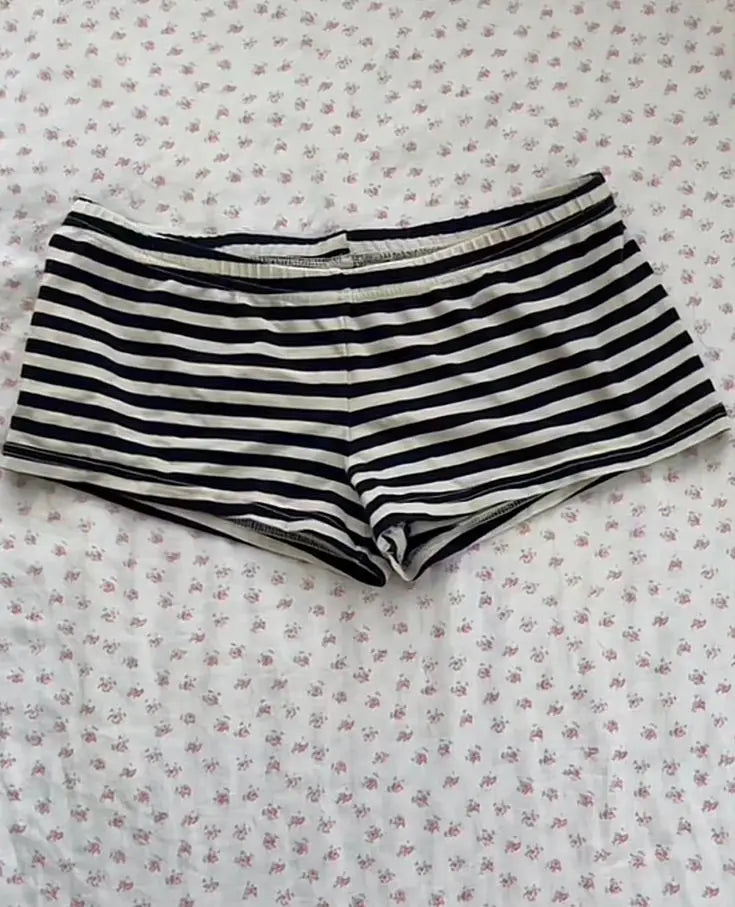 Striped Ultra Low‑Rise Y2K Micro Shorts.