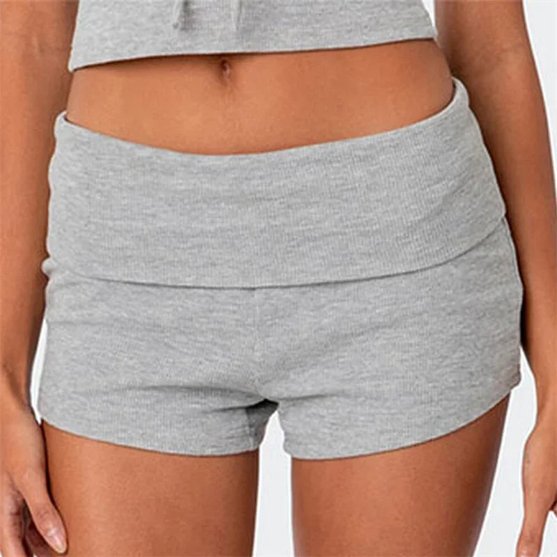 Seamless Low‑Rise Fold‑Over Lounge Shorts