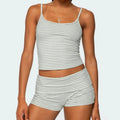 Striped Y2K Crop Cami & Fold‑Over Shorts Set
