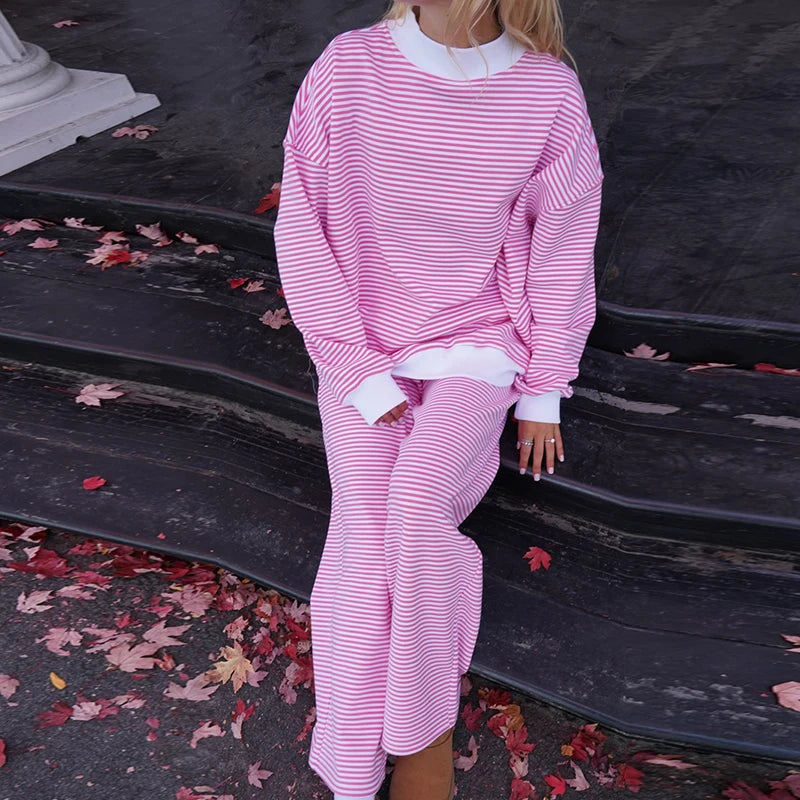 Striped Mock Neck & Sweatpants Set