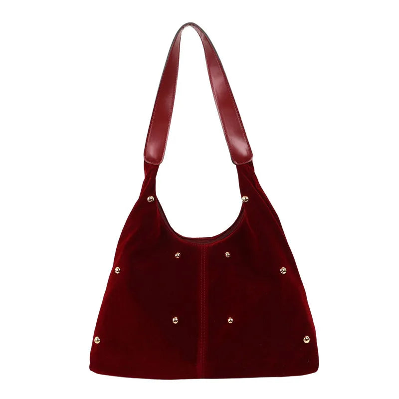 Suede Rivet Tote Purse