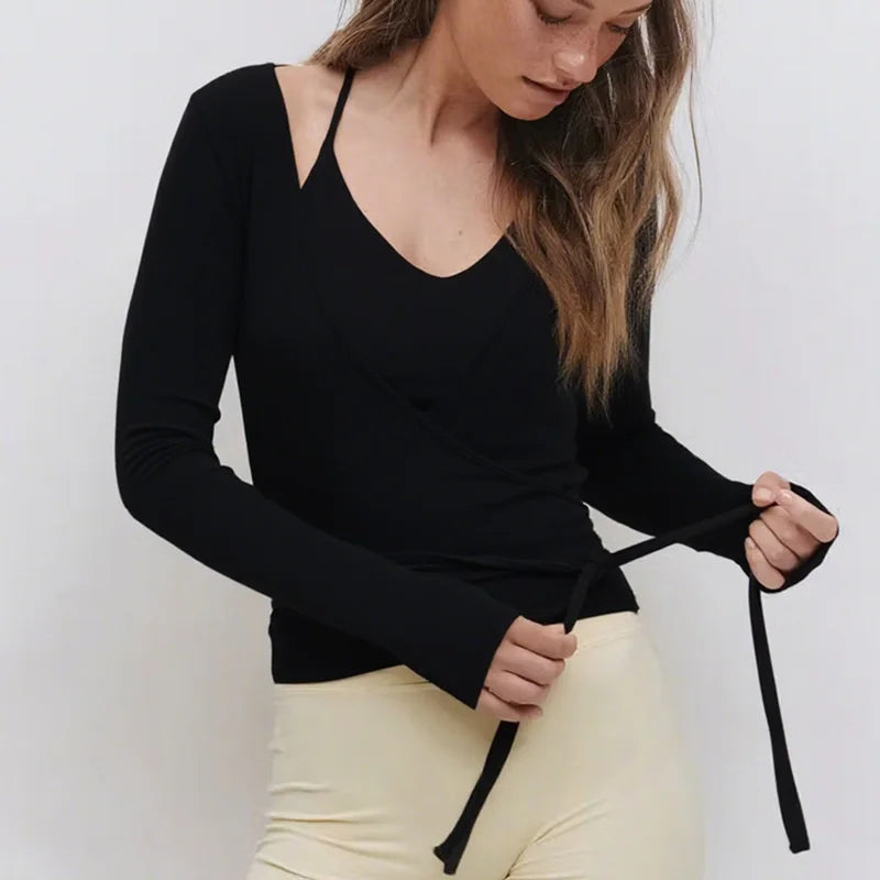 Ballet Wrap Long‑Sleeve Top