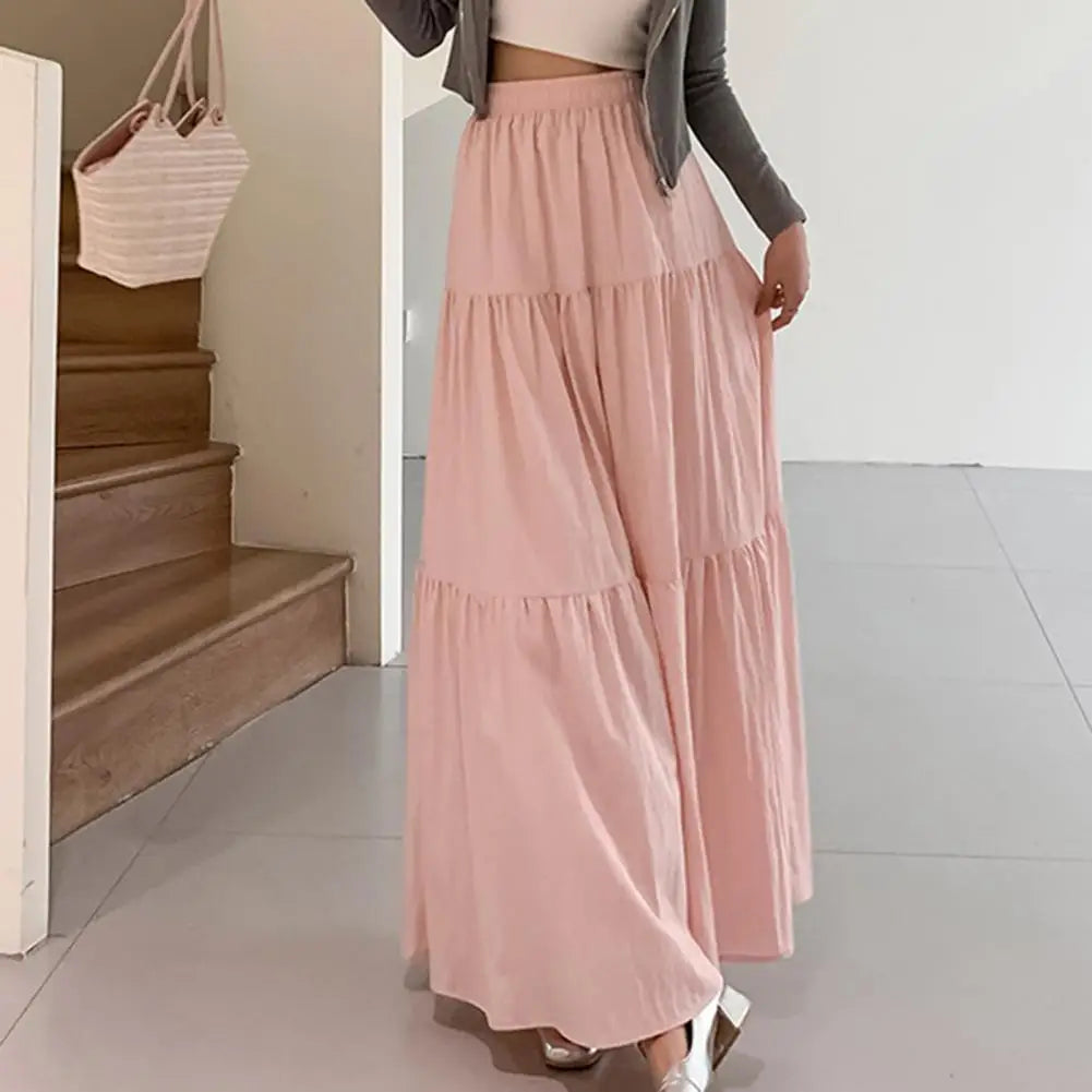 Ruffle Linen Maxi Skirt