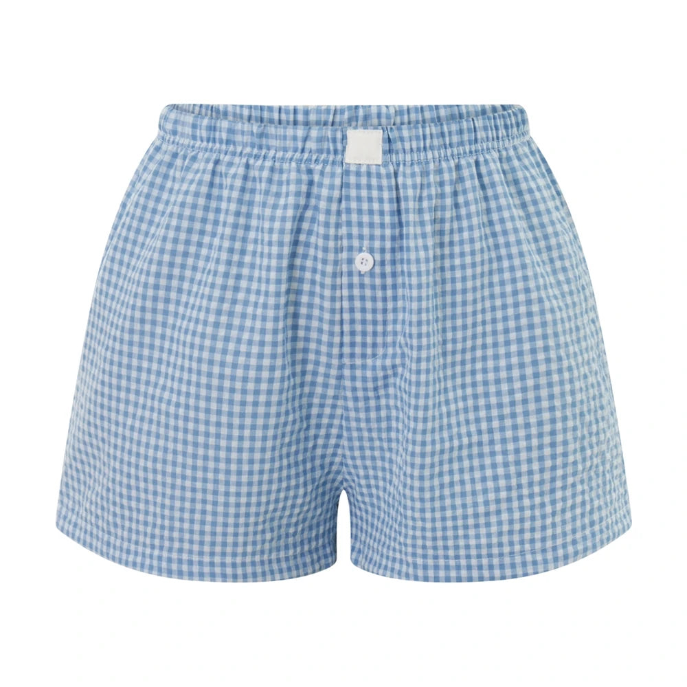 Plaid Low‑Waist Lounge Shorts
