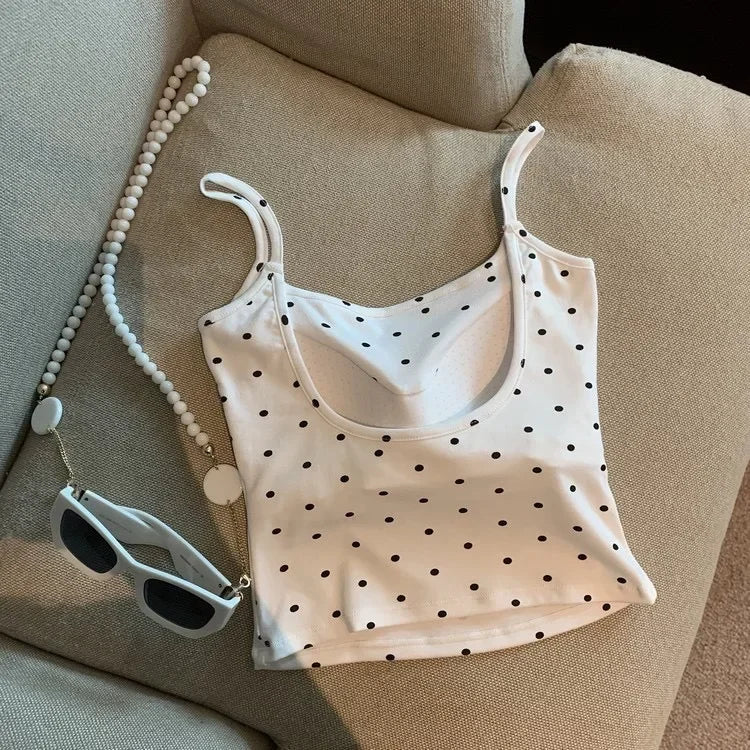 Polka Dot Backless Slim Cami