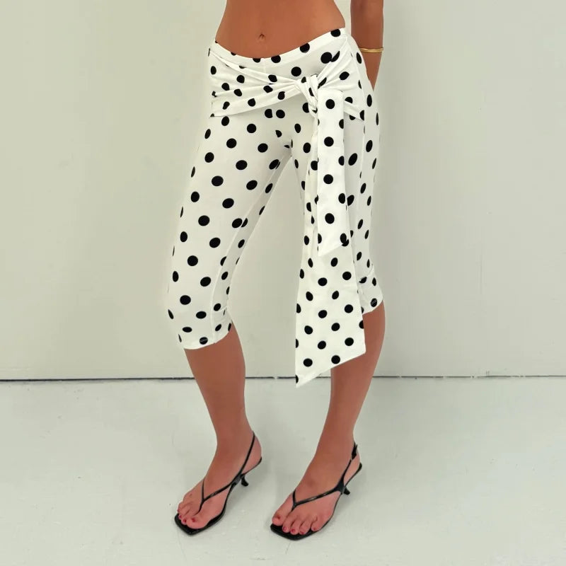 Polka‑Dot Low‑Rise Capri Leggings