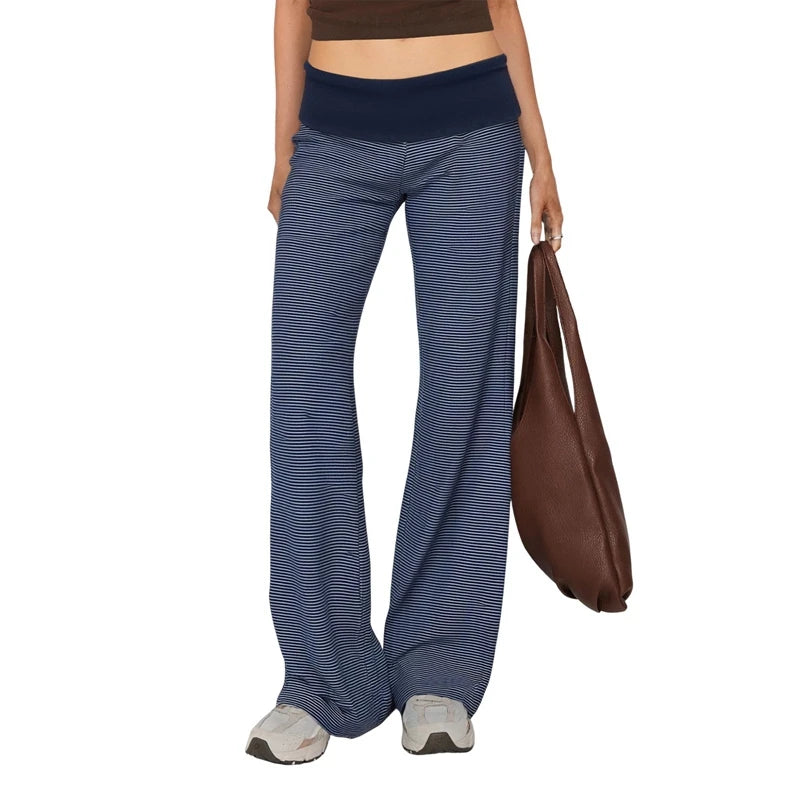 Foldover Low‑Rise Wide‑Leg Sweatpants