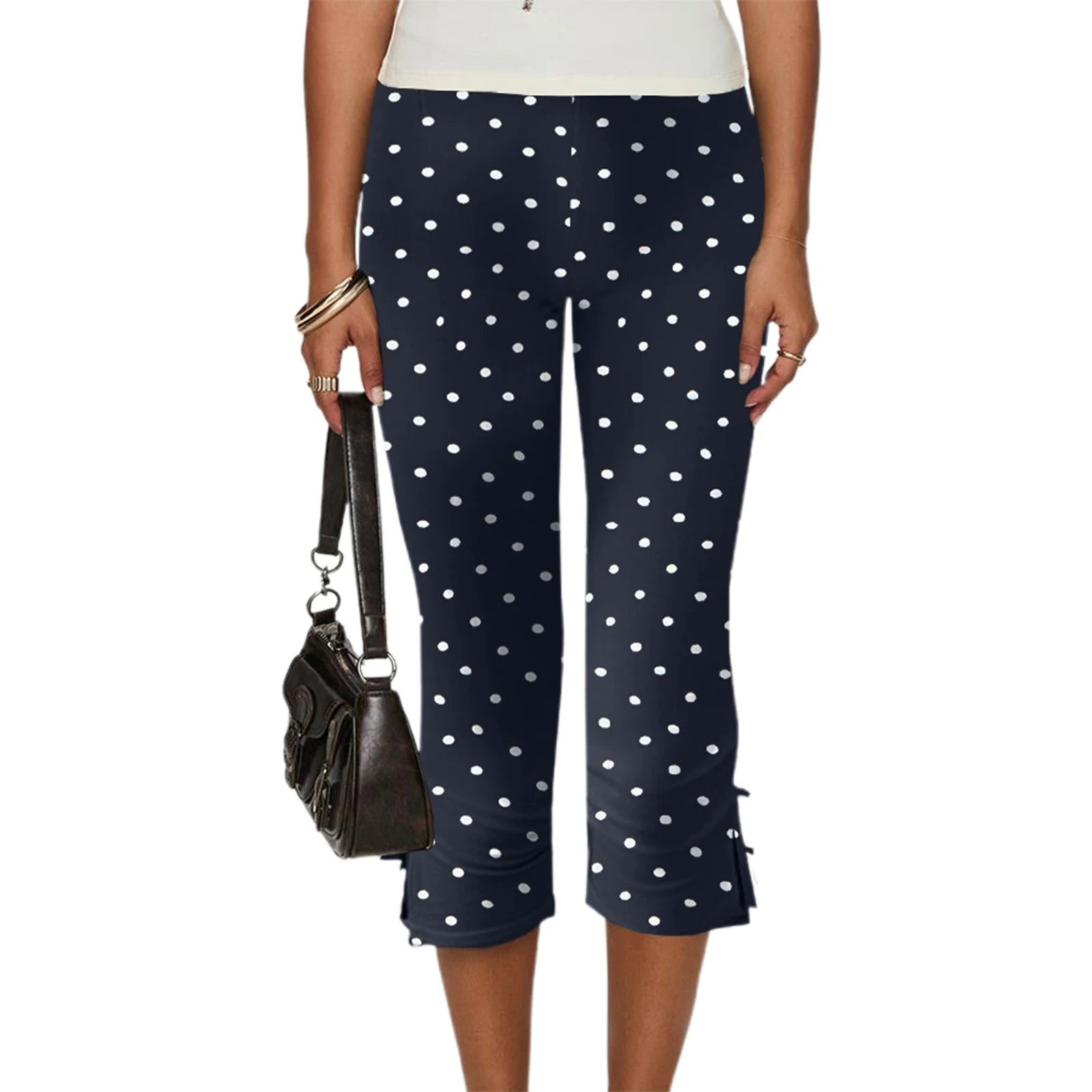 Slim Fit Bow‑Detail Capri Pants