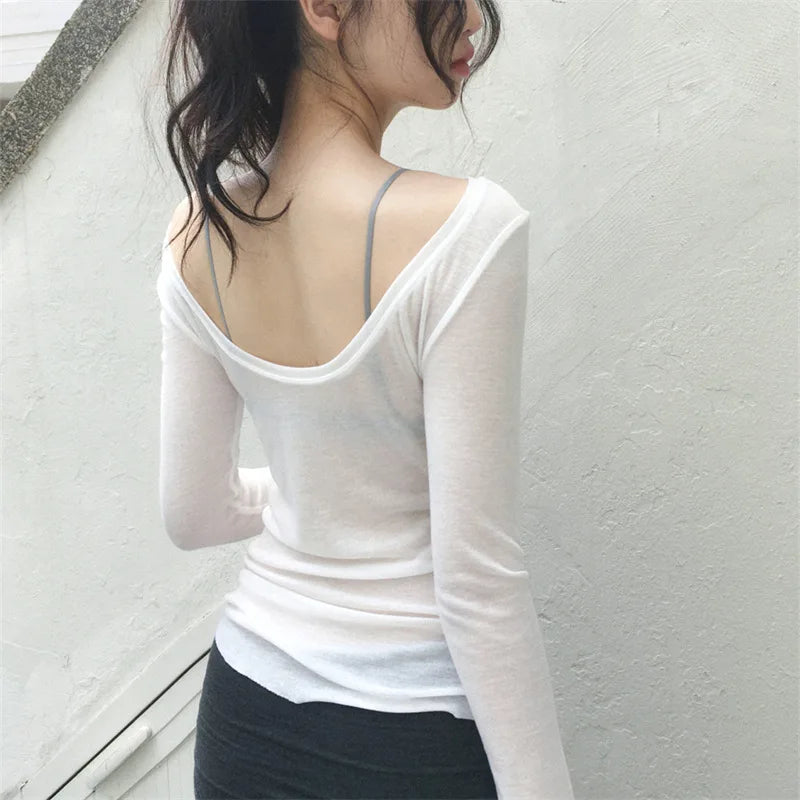 Sheer Boat Neck Long Sleeve