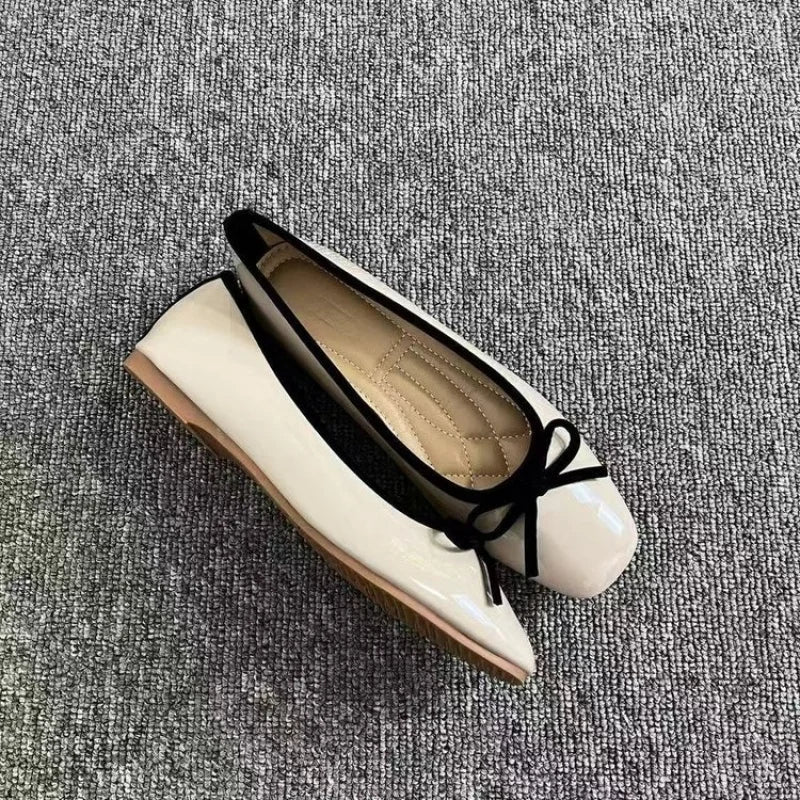 Square Toe Bow Ballet Flats