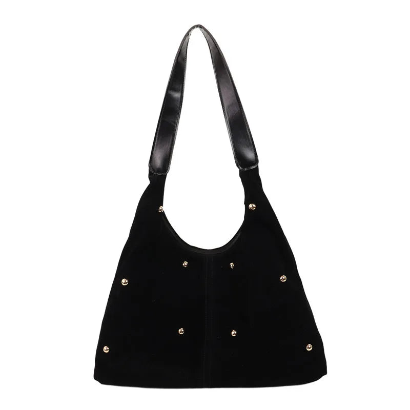 Suede Rivet Tote Purse