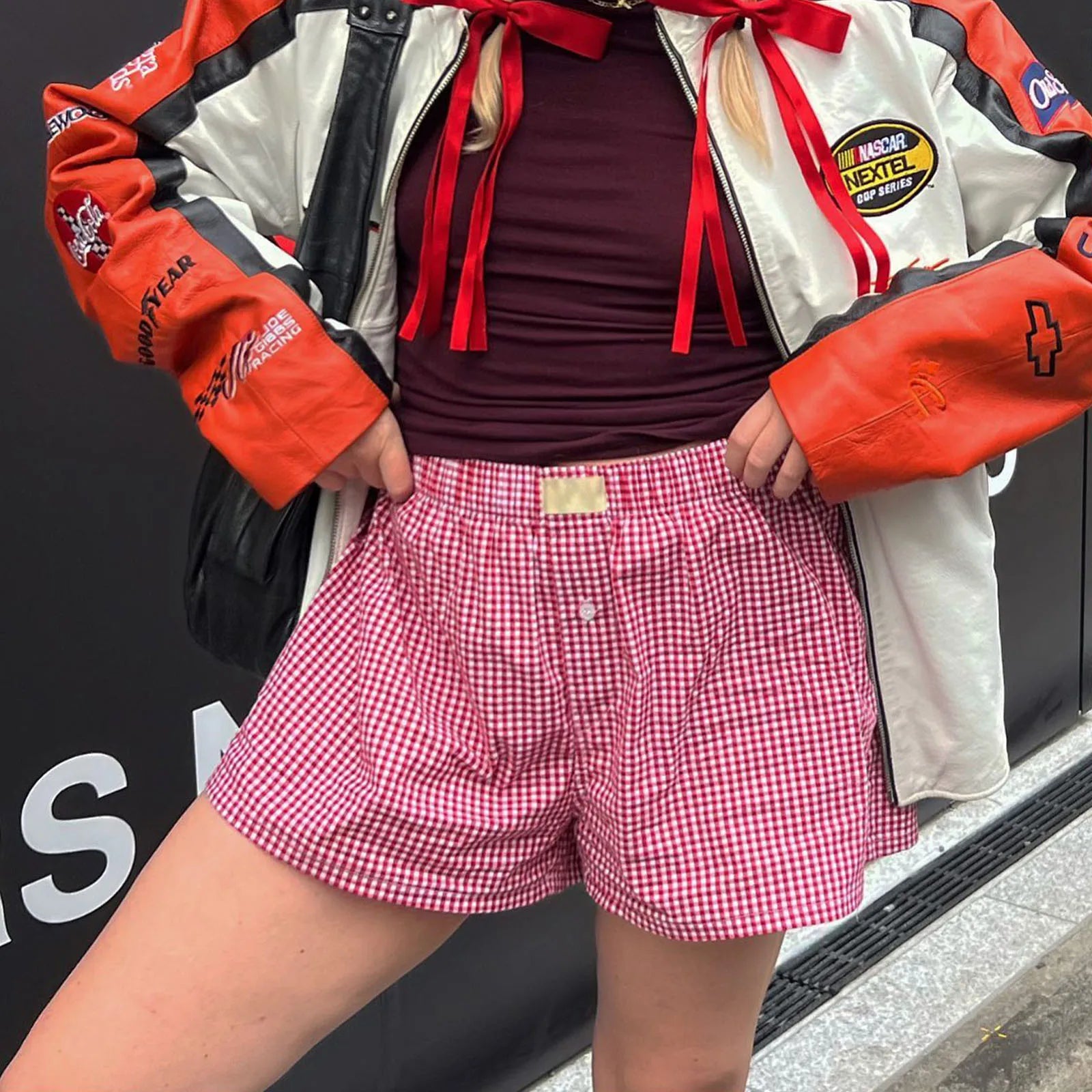 Plaid Low‑Waist Lounge Shorts