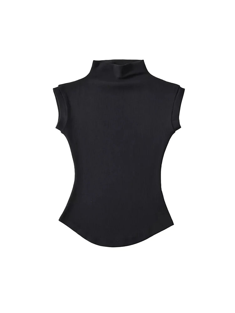 Slim‑Fit Sleeveless Mock Neck Top
