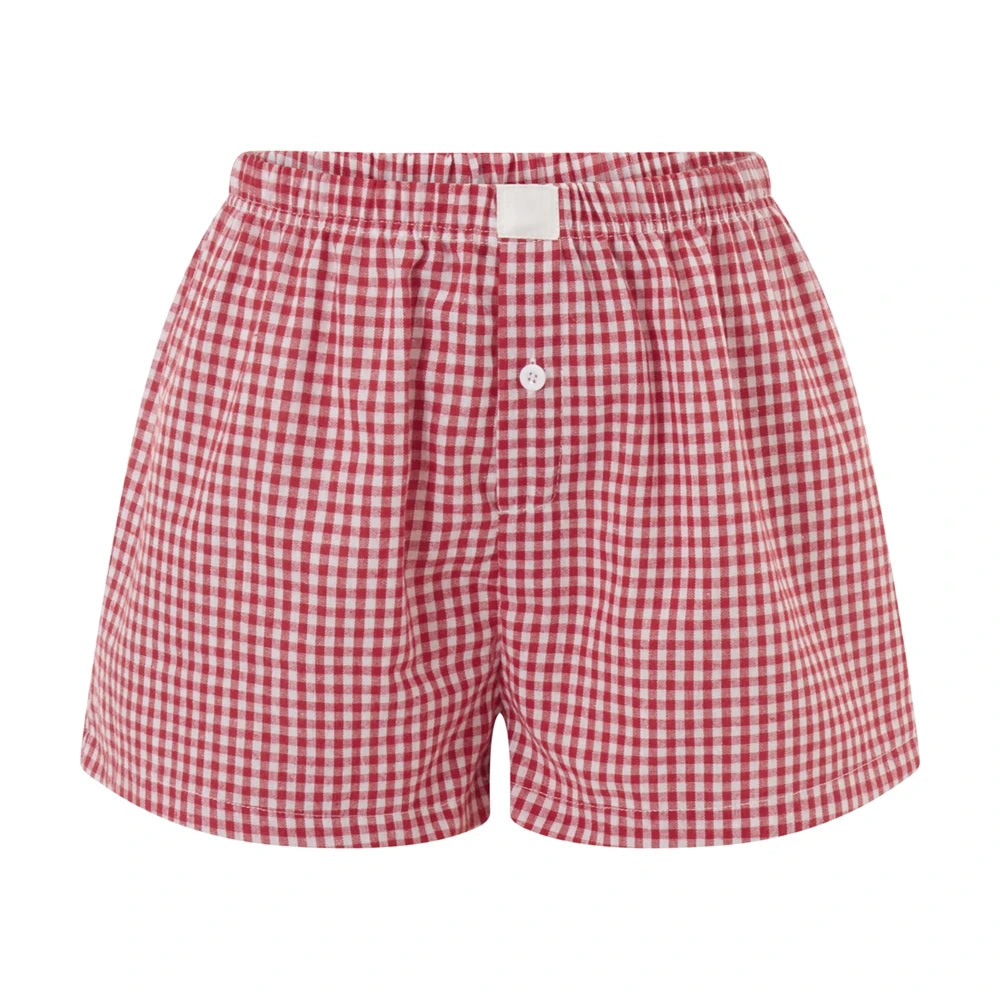 Plaid Low‑Waist Lounge Shorts