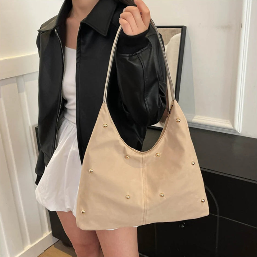 Suede Rivet Tote Purse