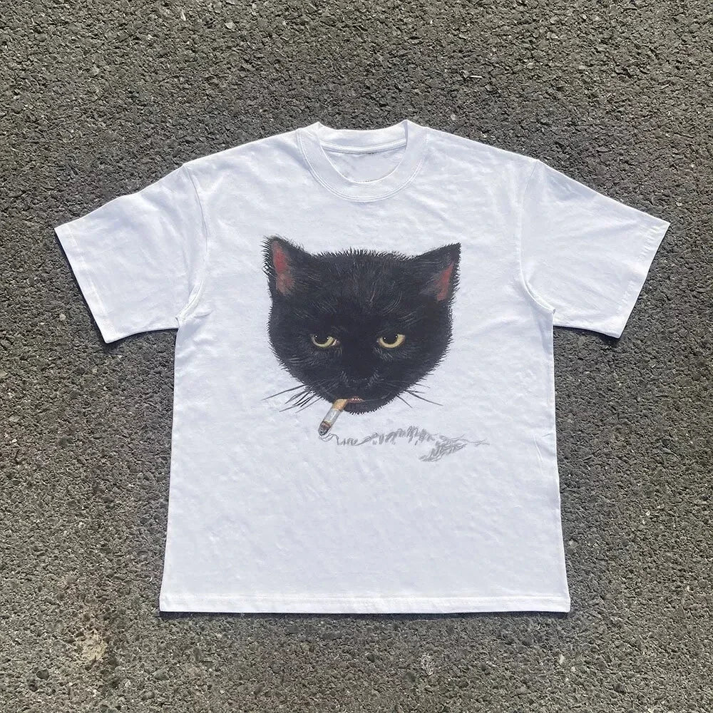 Cat Cig Graphic Baby Tee