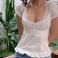 Lace Trim Square‑Neck Tee