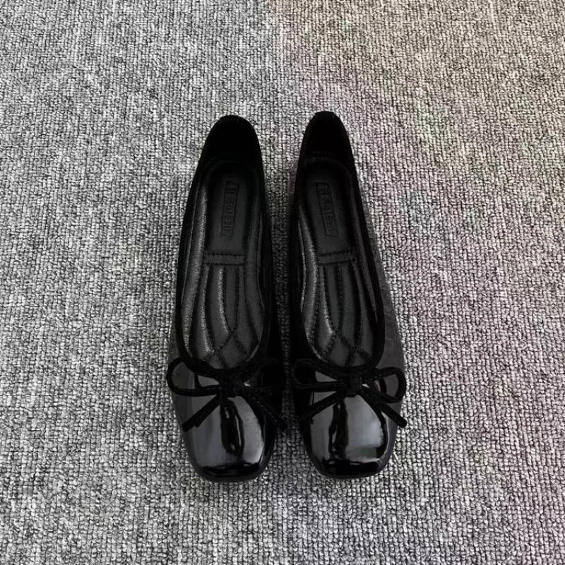 Square Toe Bow Ballet Flats