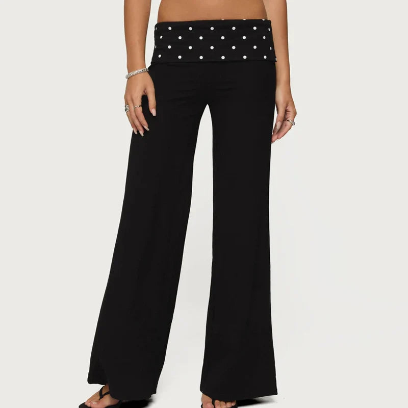 Foldover Low‑Rise Wide‑Leg Sweatpants