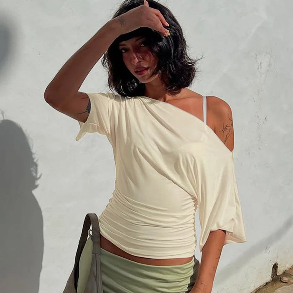 Off-Shoulder Boat Sleeve Tee