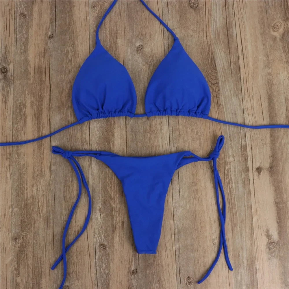 Shoreline Triangle Thong Bikini
