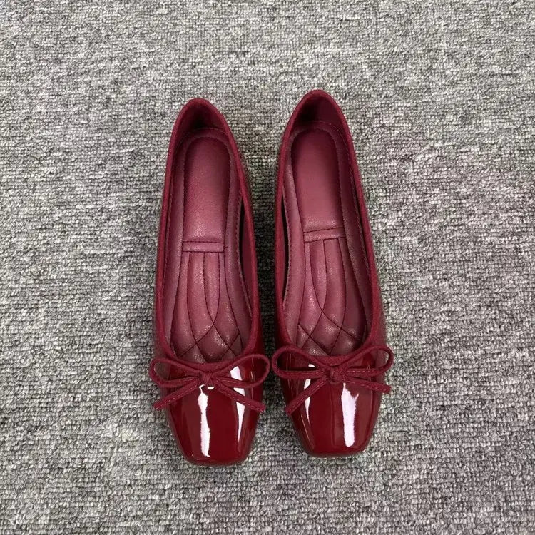 Square Toe Bow Ballet Flats