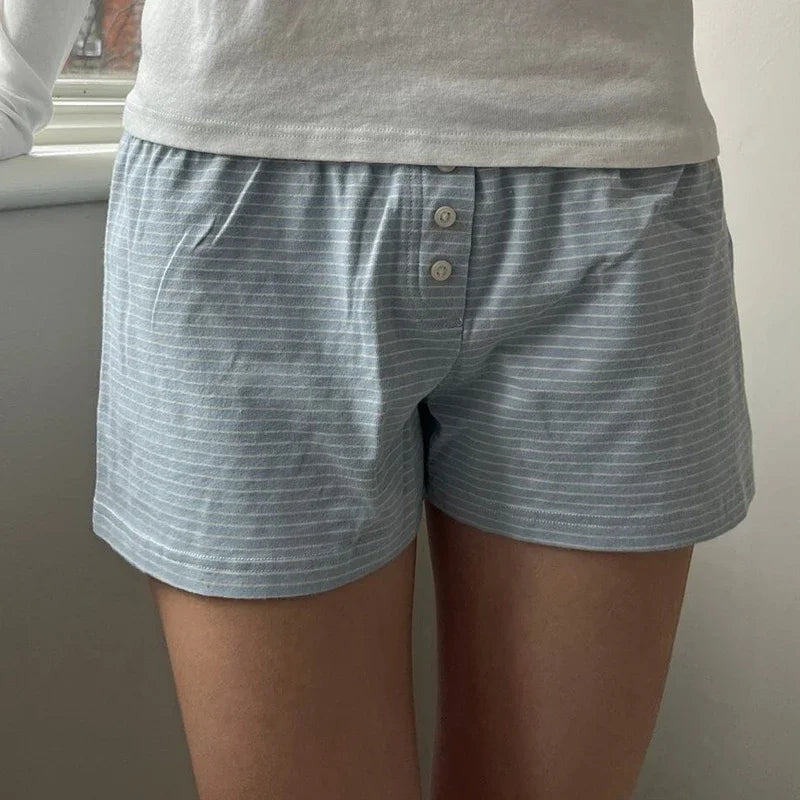 Striped Low‑Waist Pajama Boxer Shorts