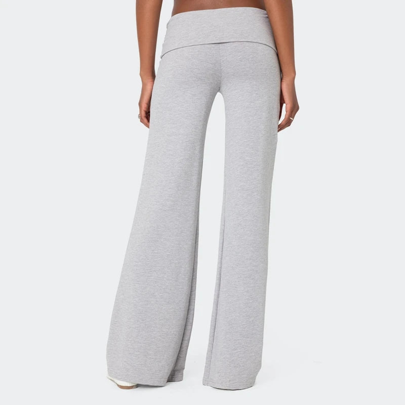 Foldover Low‑Rise Wide‑Leg Sweatpants