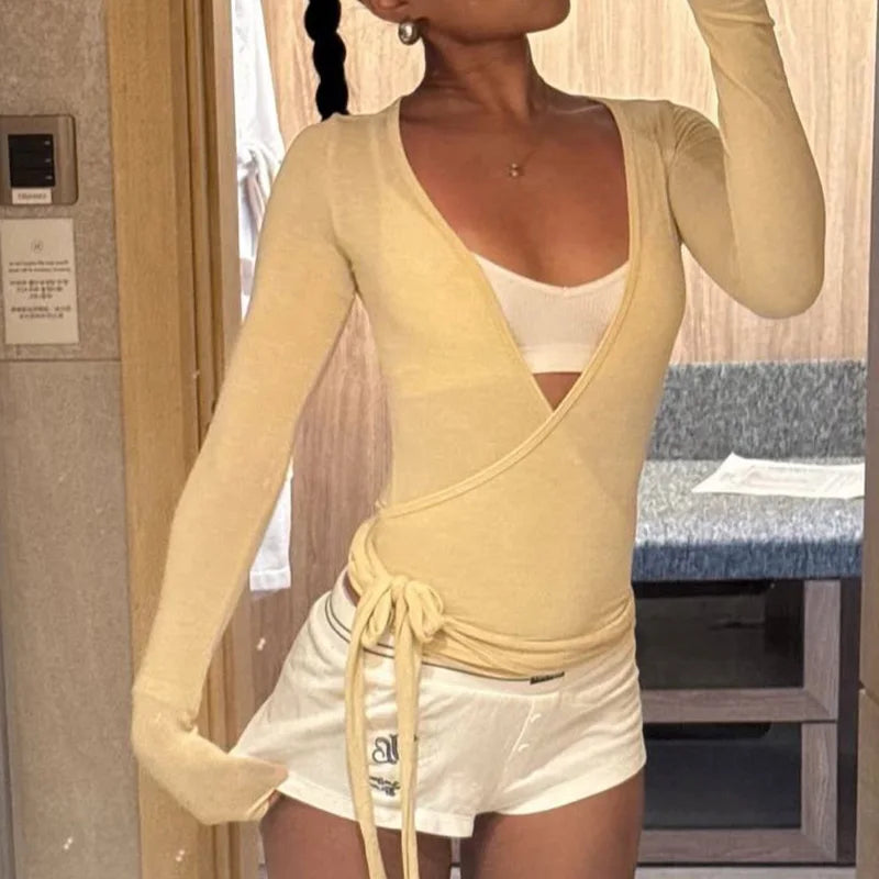 Ballet Wrap Long‑Sleeve Top