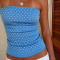 Polka Dot Strapless Fitted Bandeau Top