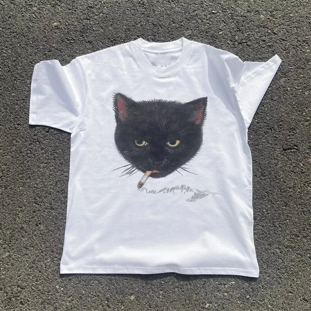 Cat Cig Graphic Baby Tee