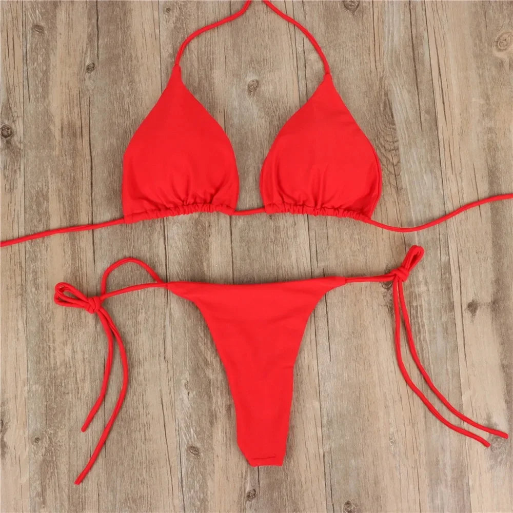 Shoreline Triangle Thong Bikini