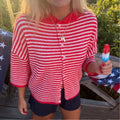 Striped Button‑Down Cardigan