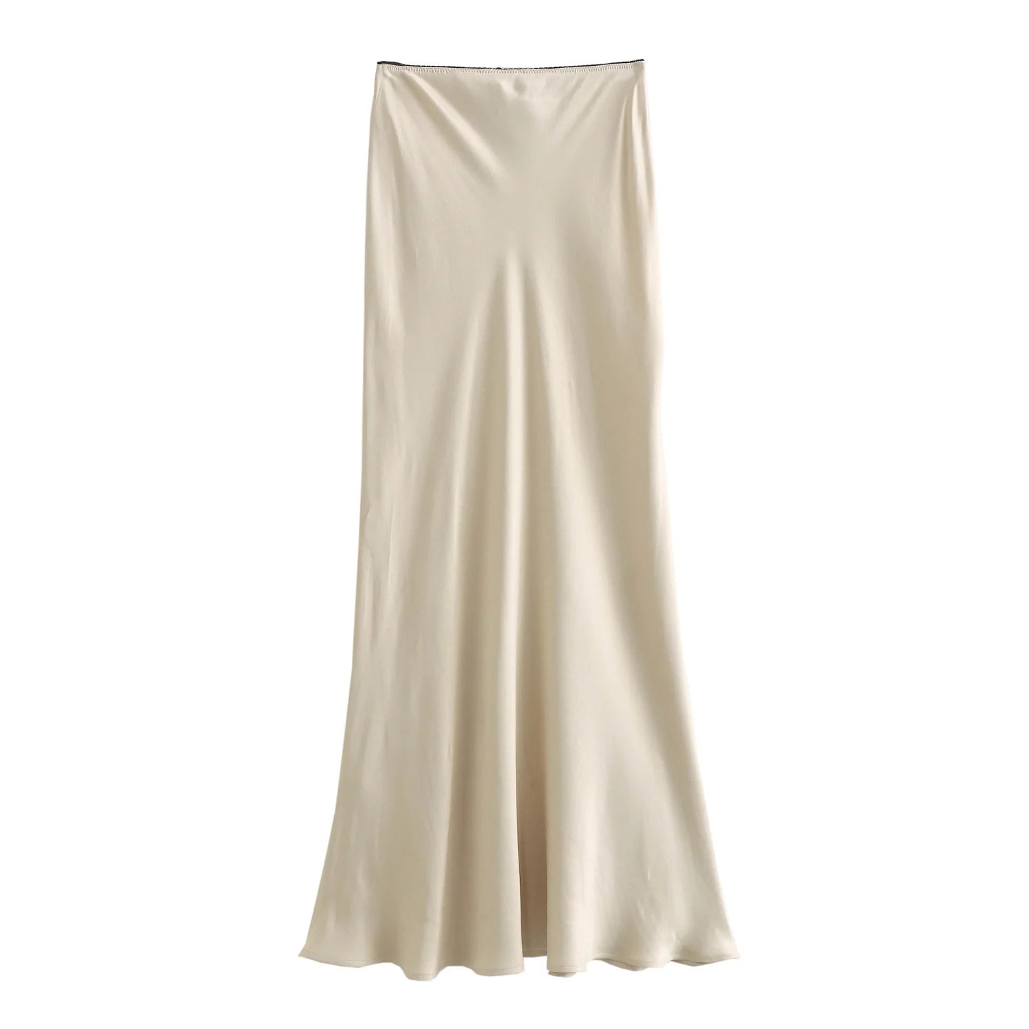 Satin High‑Waist A‑Line Maxi Skirt with Bow Detail