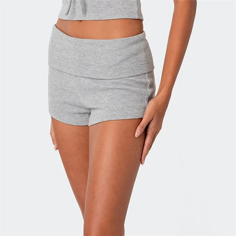 Seamless Low‑Rise Fold‑Over Lounge Shorts