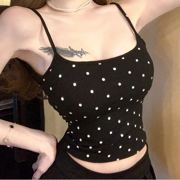 Polka Dot Backless Slim Cami
