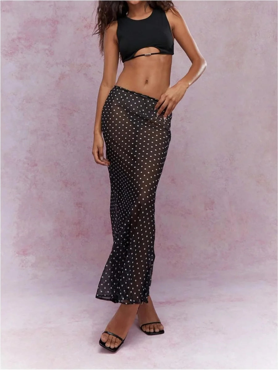 Sheer Polka Dot Maxi Skirt
