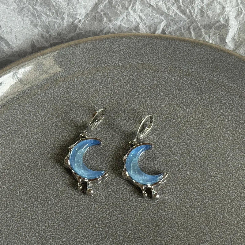 Sun & Moon Stainless Steel Hoop Earrings