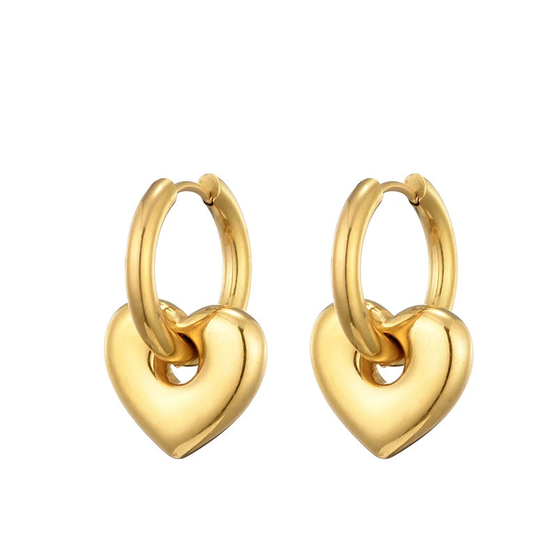 Heart Star & Moon Stainless Steel Hoop Set