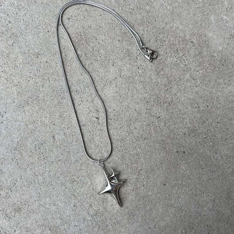 Long Star Stainless Steel Drop Necklace